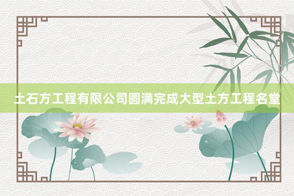 土石方工程有限公司圆满完成大型土方工程名堂