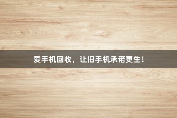 爱手机回收，让旧手机承诺更生！